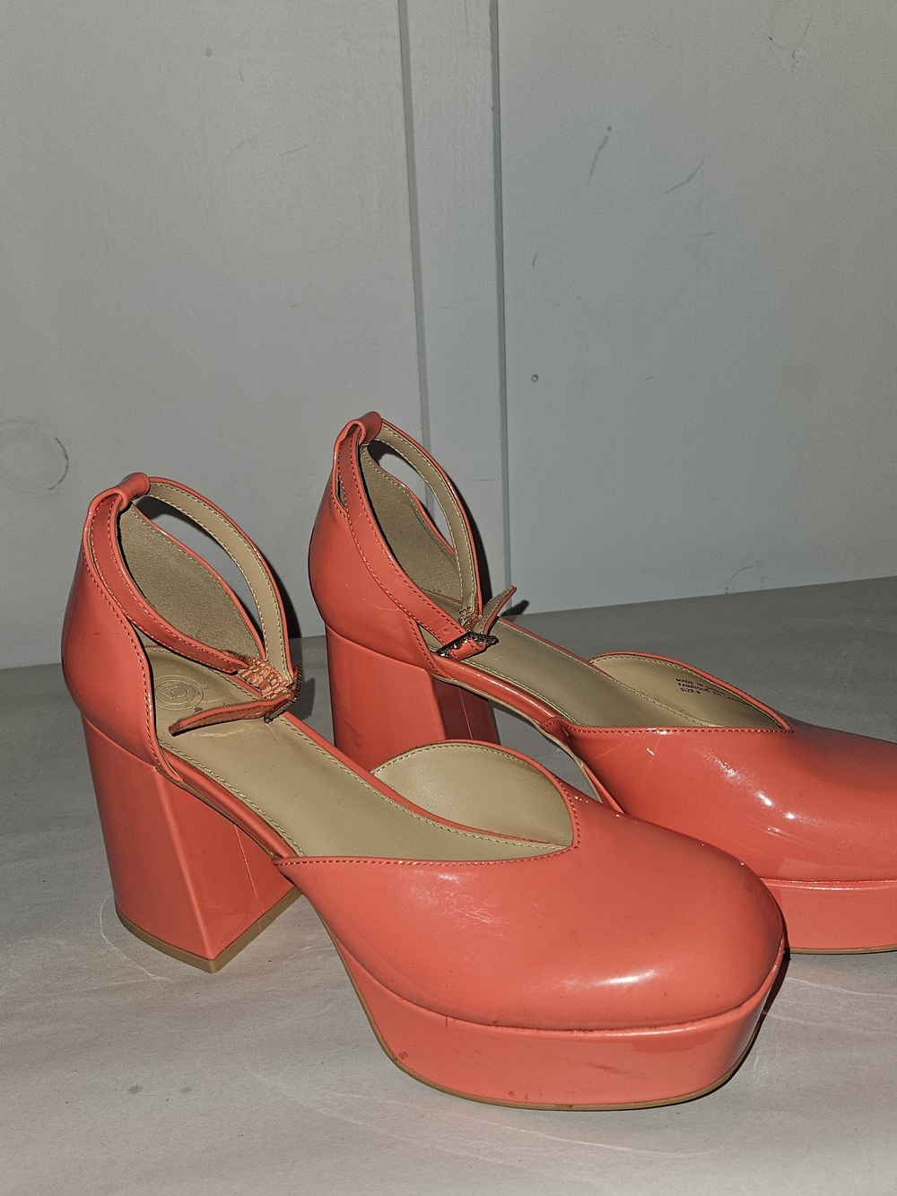 Urban Outfitters Coral Platform Block Heel Pumps